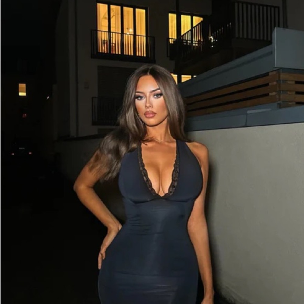 Elegant Black Lace Trim Dress